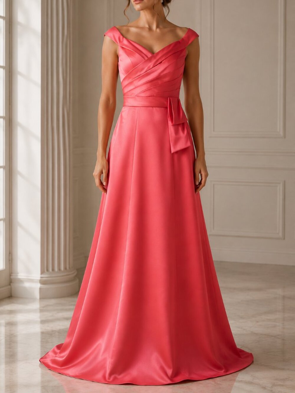 NWT Alfred Angelo 7330L Coral Satin Formal Bridesmaid Gown Dress Size 10